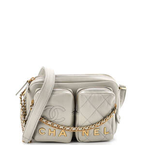 Chanel Small Logo Twin Pockets Chain Camera Case Quilted Calfskin